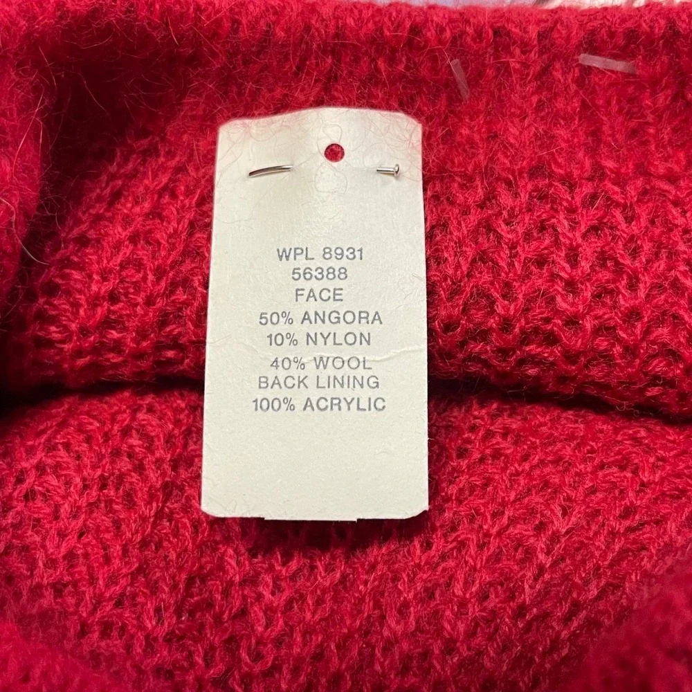Vintage Aris Red Angora Fur Knit Slouchy Beret‎ Hat NWT Deadstock French Style